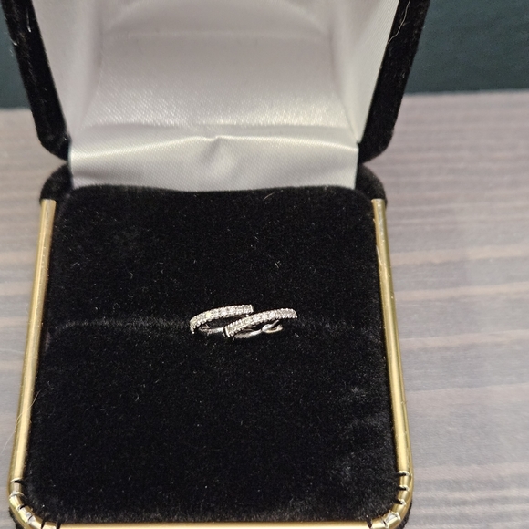 Liven Co 14K White Gold Diamond Huggies Petite Earrings - Picture 7 of 10